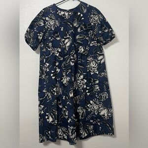 ‘S MaxMara Floral Print Cotton Dress Exposed Full-Length Zipper Back Size 2